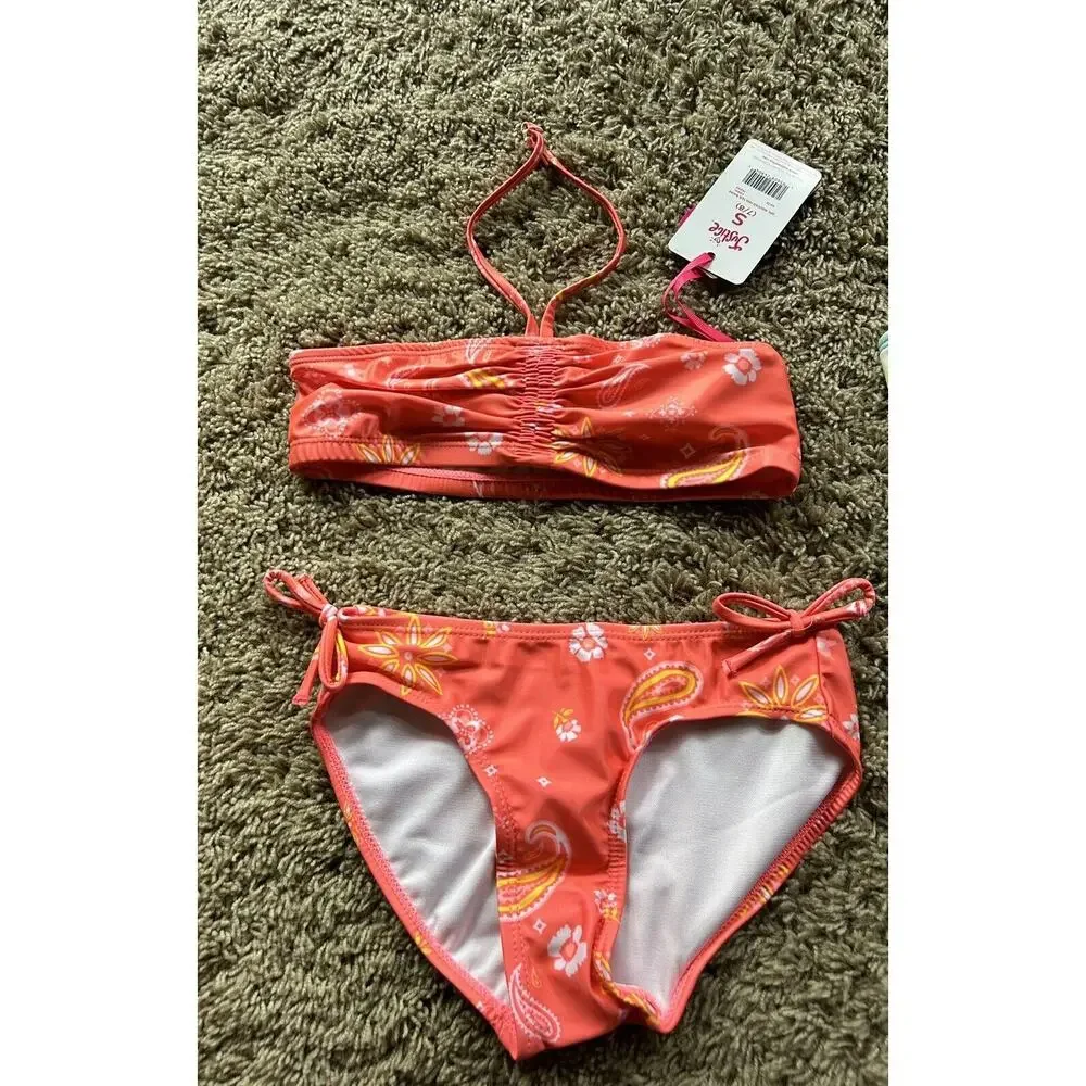 LOT of 2 JUSTICE Size 7/8 Girls SWIMSUIT Swim Suit ONE-PIECE & BIKINI Q24